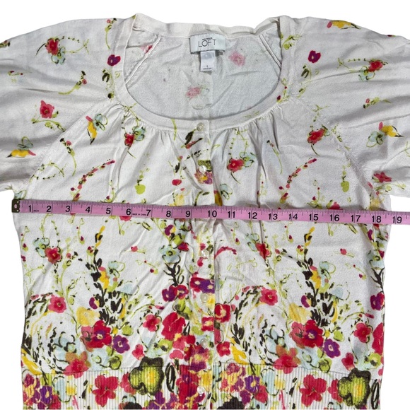 Ann Taylor Loft size Large floral button down short sleeve sweater/cardigan EUC - Picture 11 of 14